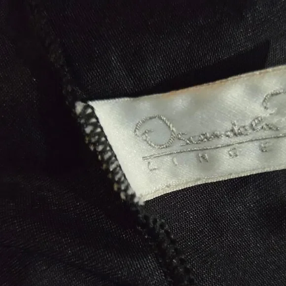 VTG Oscar de la Renta Black Satin Bodysuit80s Designer Lingerie Teddy.high